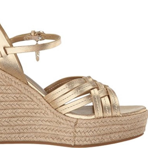 Coach Gold Jute Platform Wedge Sandals - Picture 3 of 4